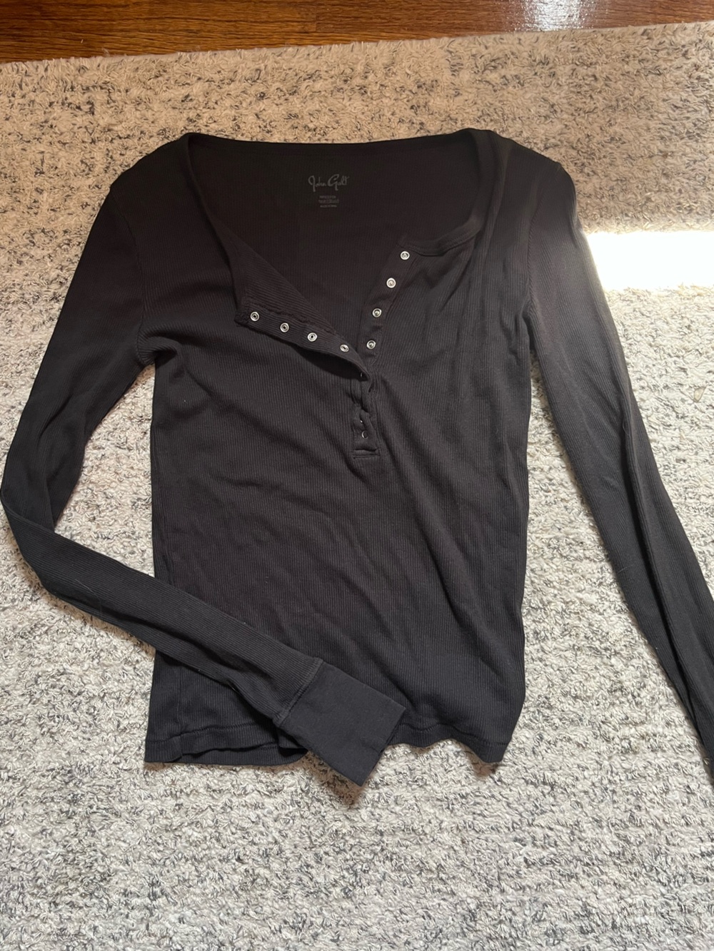 Brandy Melville Black Long Sleeve Henley Tee